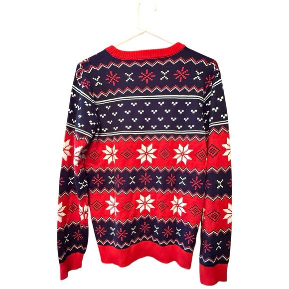 Budweiser Beer Ugly Christmas Sweater Blue Red Medium M Holiday Fair Isle Bud Ne - Picture 4 of 6